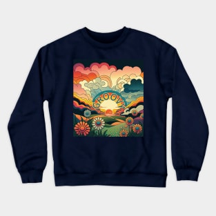 70's Groovy Tee- Sunset and Clouds Graphic Crewneck Sweatshirt